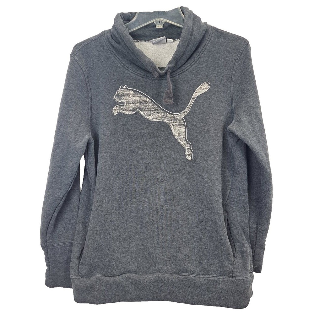 Puma Sweatshirt Pullover Cowl Neck with Pockets Long Sleeve Gray Women's Size XL